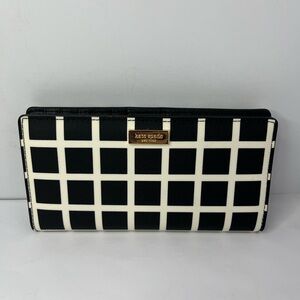 kate spade Black and White Grid Continental Wallet